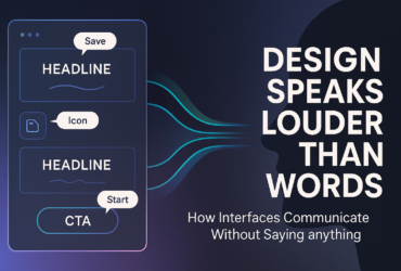 Thumbnail illustrating the concept of design as a visual language with interface elements communicating to users intuitively"